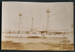 Superbe Photographie De L'USS Ashuelot, Canonnière Américaine Dans Les Eaux Japonaises Vers 1875 - Barche