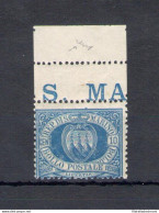 1877 SAN MARINO, N. 3A 10 Cent. Azzurro, MNH** - Firma Al Verso Giulio Bolaffi - A. Diena - Bordo Di Foglio Alto - Autres & Non Classés