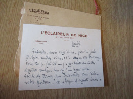 F5 Pièce Autographe Signée Léon MAUREVERT MAUREVEST ? L'éclaireur  De Nice Rédacteur - Scrittori