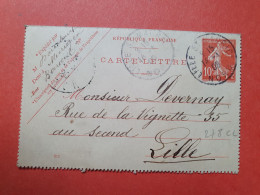 Entier Postal De Marcq En Bareuil Au Départ De Lille Pour Lille En 1909 - Réf 3078 - Cartes-lettres
