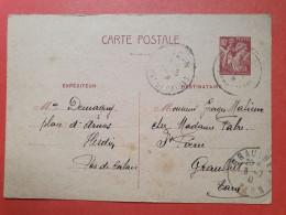 Entier Postal Type Iris De Hesdin Pour Graulhet En 1941 - Réf 3080 - Cartes Postales Types Et TSC (avant 1995)