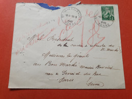 Enveloppe De St Julien Du Sault Pour Paris En 1940 - Réf 3082 - 1921-1960: Moderne