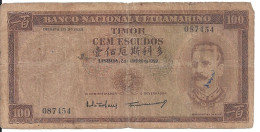 Timor 100 ESCUDOS 1959 VG+ P 24 - Hongkong