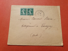Enveloppe De Bar Sur Seine Pour Lusigny En 1908 - Réf 3084 - 1877-1920: Semi Modern Period
