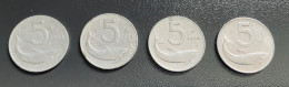 ITALIA - 4 Monete 5 Lire Delfino , Anno 1952 , 1953 , 1954 E 1955 - 5 Lire