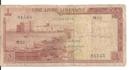 LIBAN 1 LIVRE 1957 VG+ P 55 B - Libanon