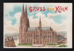 Gruss Aus Köln Ansicht Dom Stadt Panorama Bei Nacht, Cöln /Heidenheim 20.5.1904 - Contre La Lumière