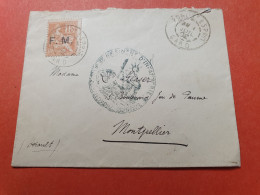 Mouchon Surchargé FM Sur Enveloppe En Fm De Pont St Esprit Pour Montpellier En 1902 - Réf 3099 - Storia Postale