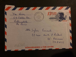 AEROGRAMME KENNEDY 13c OBL.MEC.APR 5 1971 DARBY Pour La FRANCE - Altri & Non Classificati