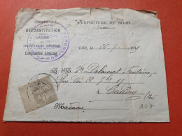 Blanc 1ct Sur Document De La Préfecture De Lille Pour Caudry En 1919 - Réf 3105 - 1877-1920: Semi-Moderne