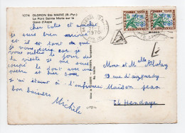 - Carte Postale OLORON STE MARIE Pour HENDAYE 21.7.1970 - TAXÉE 2 X 30 C. Type Fleurs Des Champs - - 1960-.... Brieven & Documenten