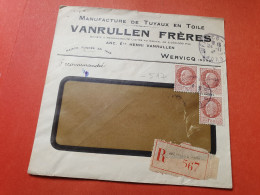 Enveloppe Commerciale En Recommandé De Wervicq Pour Hellemmes Lille En 1942 - Réf 3109 - 1921-1960: Moderne