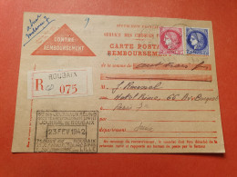 Carte Contre Remboursement De Roubaix Pour Paris En 1942 - Réf 3111 - 1921-1960: Modern Period