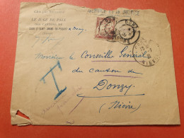 Taxe 1fr De Donzy Sur Enveloppe De Justice De Cosne En 1931 Pour Donzy - Réf 3114 - 1859-1959 Briefe & Dokumente
