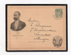 !!! ENTIER POSTAL TSC HOMMAGE A SADI CARNOT, CACHET DE PARIS DE 1895 POUR L'ALLEMAGNE - Enveloppes Types Et TSC (avant 1995)