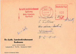 DDR Brief AFS Ev. Luth. Landeskirchenamt Sachsen 1989 Dresden - Máquinas Franqueo (EMA)