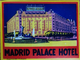 Spain Madrid Palace Hotel Label Etiquette Valise - Etiquettes D'hotels