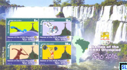 Sri Lanka Stamps, Olympic 2016, Rio Brazil, Christ The Redeemer, Iguazu Falls, MS - Sri Lanka (Ceylan) (1948-...)