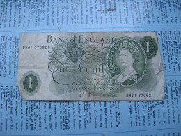 Billet Angleterre England, One Pound, REINE ELISABETH - Sonstige – Europa