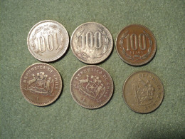 CHILI. LOT DE 6 PIECES DE 100 PESOS DIFFERENTES. 1992 / 2000. - Chile