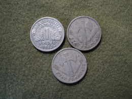 1 FRANC FRANCISQUE LEGERE. LOT DE 3 PIECES DIFFERENTES. 1943 / 1944 ET 1944 C - 1 Franc