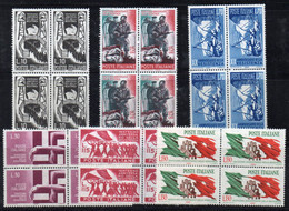 QUS - REPUBBLICA 1965, Serie N. 990/995 IN QUARTINA : RESISTENZA - 1961-70: Mint/hinged