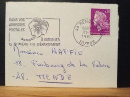 Code Postal. Mignonette Circulée Avec Marianne De Cheffer 1536, Flamme Adresses Postales - Lettere