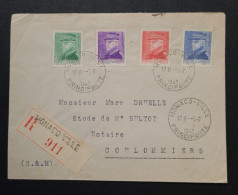 Monaco,  Timbres Numéros 228, 229 ,231 Et 233 Sur Lettre Recommandée. - Covers & Documents