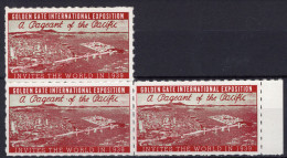 BLOCCO DI TRE  GOLDEN GATE INTERNATIONAL EXPOSITION "INVITES THE WORLD IN 1939" NUOVI  CON GOMMA INTEGRA - Altri & Non Classificati