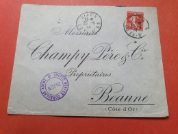 Enveloppe De Dijon Pour Beaune En 1914 - Réf 3151 - 1877-1920: Période Semi Moderne