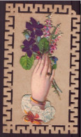 Découpis ( 8 X 4.5 Cm ) " Main Tenant Un Bouquet De Fleurs " - Fiori