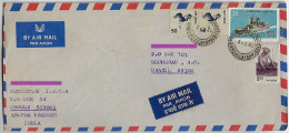 India 1982 Airmail Cover Sent From Ongole To Blumenau Brazil 4 Stamp Navy Bird Crane Weaver - Storia Postale