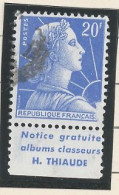 BANDE PUB -N°1011B -TYPE MULLER -20f BLEU -Obl PUB -THIAUDE (Maury 307) - Usados