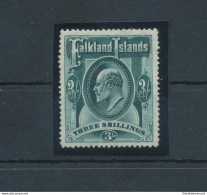 1904-12 FALKLAND ISLANDS - Stanley Gibbons N. 49 - 3 Scellini Green - MNH** - Lusso - Andere & Zonder Classificatie