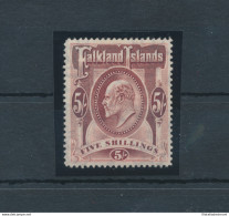 1904-12 FALKLAND ISLANDS - Stanley Gibbons N. 50 - 5 Scellini Red - MNH** - Lusso - Otros & Sin Clasificación