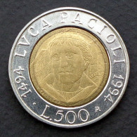 ITALY - 500 Lire 1994 Pacioli, Commemorative - Diameter: 25.8 Mm  KM# 167 * Ref. 0018 - 500 Liras