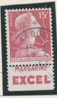 BANDE PUB -N°1011 -TYPE MULLER -15f ROSE -Obl PUB -EXCEL -(Maury 277) - Used Stamps