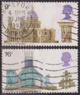 Cathédrales: Londres, Liverpool - GRANDE BRETAGNE - Angleterre - N° 567-568 - 1969 - Used Stamps