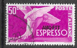 TRIESTE A - 1952 - ESPRESSO LIRE 50 - FIL. RUOTA 3 - USATO ( YVERT EXP 11 - MICHEL 173 - SS ESP. 7/I) - Express Mail