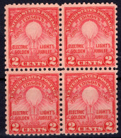 QUARTINA 1879-1929 UNITED STATES POSTAGE "ELECTRIC LIGHT'S GOLDEN JUBILEE" DEL 2CENTS. CON OTTIMA CENTRATURA NUOVO CON G - Unused Stamps
