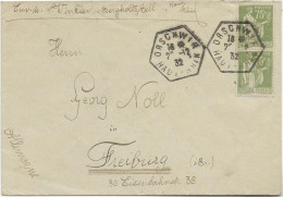 LETTRE AFFRANCHIE PAIRE N° 284 A -OBLITERATION OCTOGONAL "ORSCHWIR " HAUT - RHIN 1932 - Storia Postale