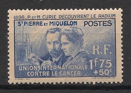 SPM - 1938 - N°YT. 166 - Marie Curie - Neuf* / MH VF - Ungebraucht