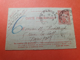 Carte Lettre Pneumatique De Paris Pour Paris En 1919 - Réf 3183 - Pneumatische Post
