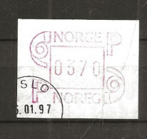 Norway 1997 ATM - Machine Label  NOK 3.70 - Vendel Machine Stamp Mi 3   - Cancelledn January 97 - Automatenmarken [ATM]