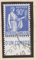 BANDE PUB -N°370 -TYPE PAIX -90 C BLEU   - Obl  PUB CCP/ -D'UN COMPTE- (MAURY 251 ) - Usados