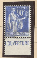 BANDE PUB -N°370 -TYPE PAIX -90 C BLEU   - Obl  PUB CCP/  L'OUVERTURE  (MAURY 251 ) - Used Stamps