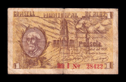 España Spain Billete Local Orihuela 1 Peseta 1937 Bc F - Otros & Sin Clasificación