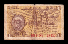 España Spain Billete Local Orihuela 1 Peseta 1937 Bc F - Andere & Zonder Classificatie