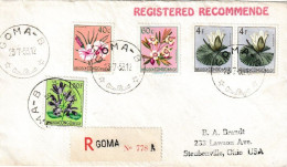 1953 GOMA BELGIAN CONGO / CONGO BELGE REGISTERED LETTER TO STEUBENVILLE (USA) WITH COB 306+308+312+315 - Storia Postale
