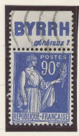 BANDE PUB -N°370 -TYPE PAIX -90 C BLEU   - Obl - PUB BYRRH /GÉNÉREUX !-  (MAURY 250 ) - Gebraucht